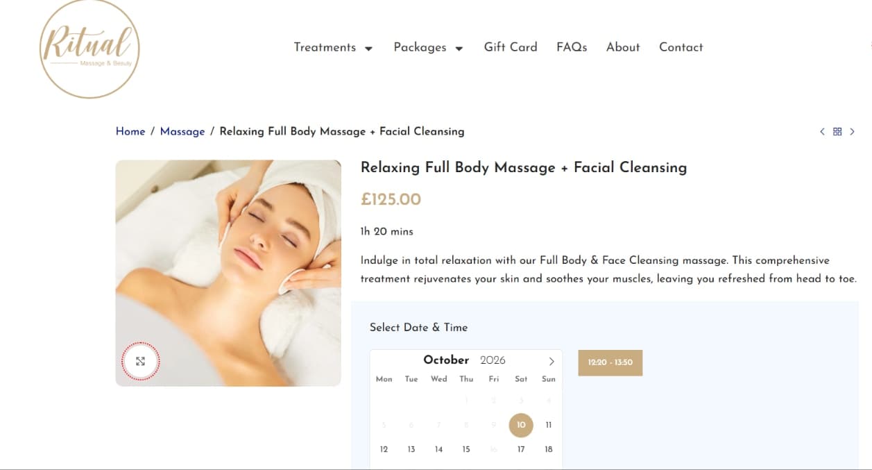 Ritual Massage & Beauty website